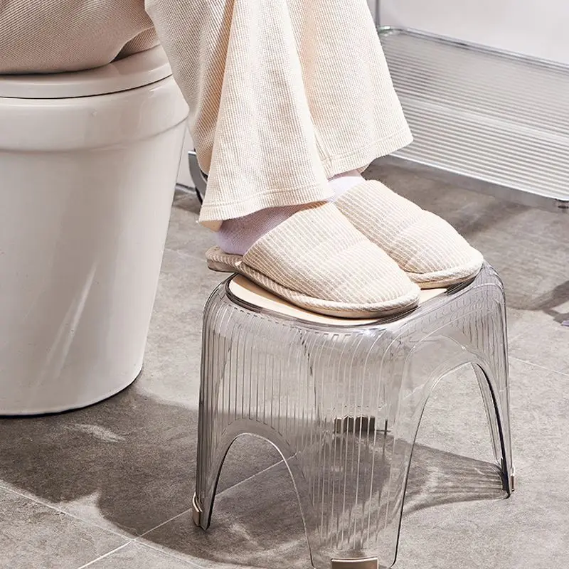 

Kids Tool Acrylic Bathroom Stool Shoe Foot Rest Non Slip Shower Stool Bench Shoe Change Stool Household Transparent Seat