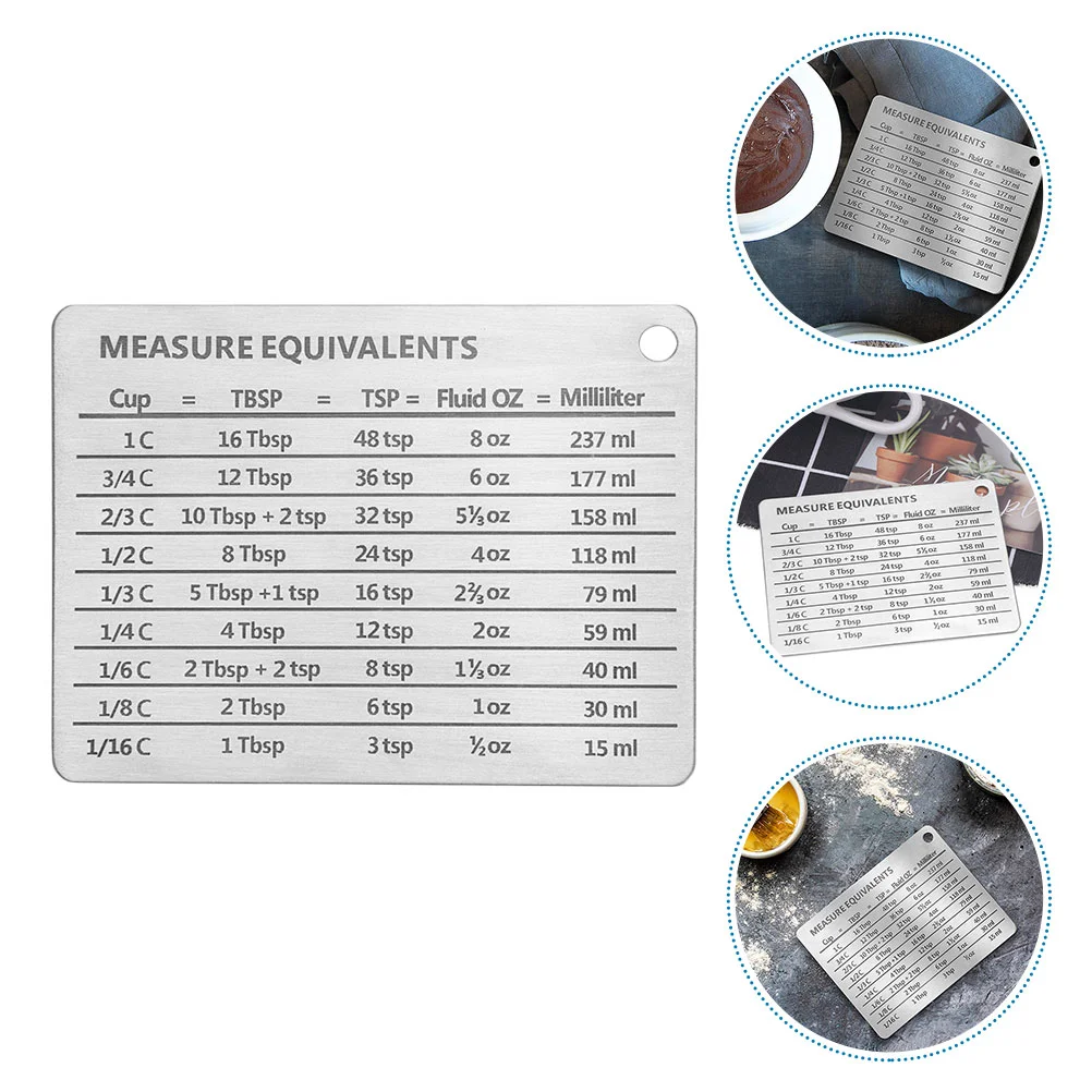 

Home Accessory Kitchen Supply Stainless Steel Fridge Magnet Convenient Measure Equivalents Chart Metric Conversion Chart