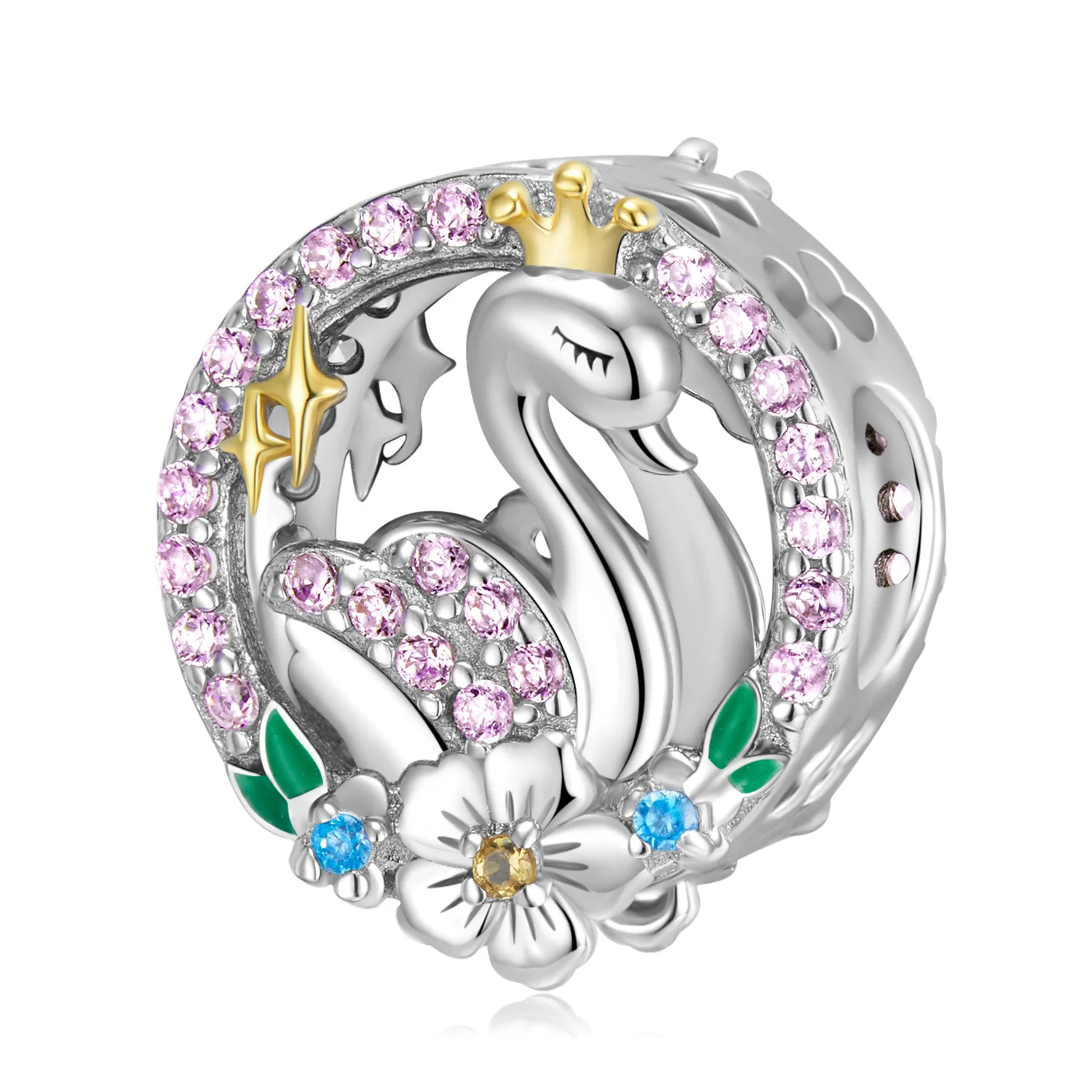 

Whole Body Sterling 925 Silver Pendant for Bracelet and Necklace Warm Swan Bead Charms Gifts Luxury Fashion Jewelry Diy