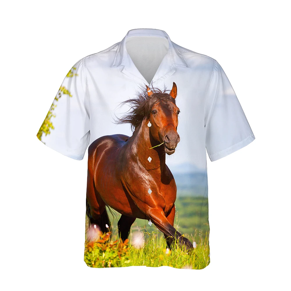 

Jumeast 3d Cool Running Horse Printed Hawaiian Shirt Men Short Sleeve Street Fashion Steed Shirts for Men Casual Loose Tops 5XL