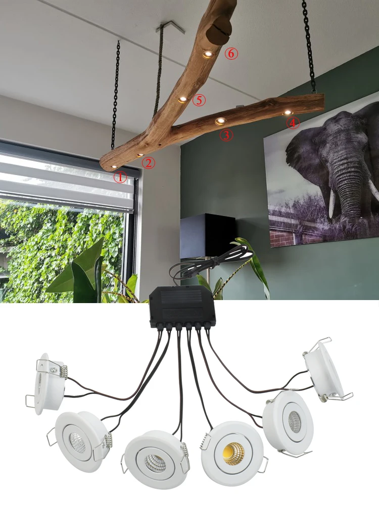 Встраиваемый светильник для шкафа 3 Вт 6 шт. в наборе с удлинительным кабелем 4 м