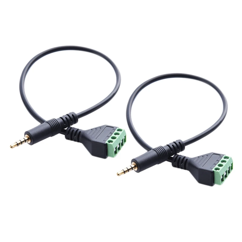 

2X 3.5Mm Screw Terminal Adapter Speaker Cable 4-Core Stereo TRRS Male Hole To AV 4 Screw Terminal Balun Connector Cable