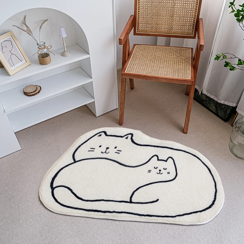 

Cartoon Cat Rug Bedroom Bedside Carpet Bathroom Non-slip Floor Mat Soft Fluffy Doormat Cute Pet Carpet Nordic Simple Area Rug
