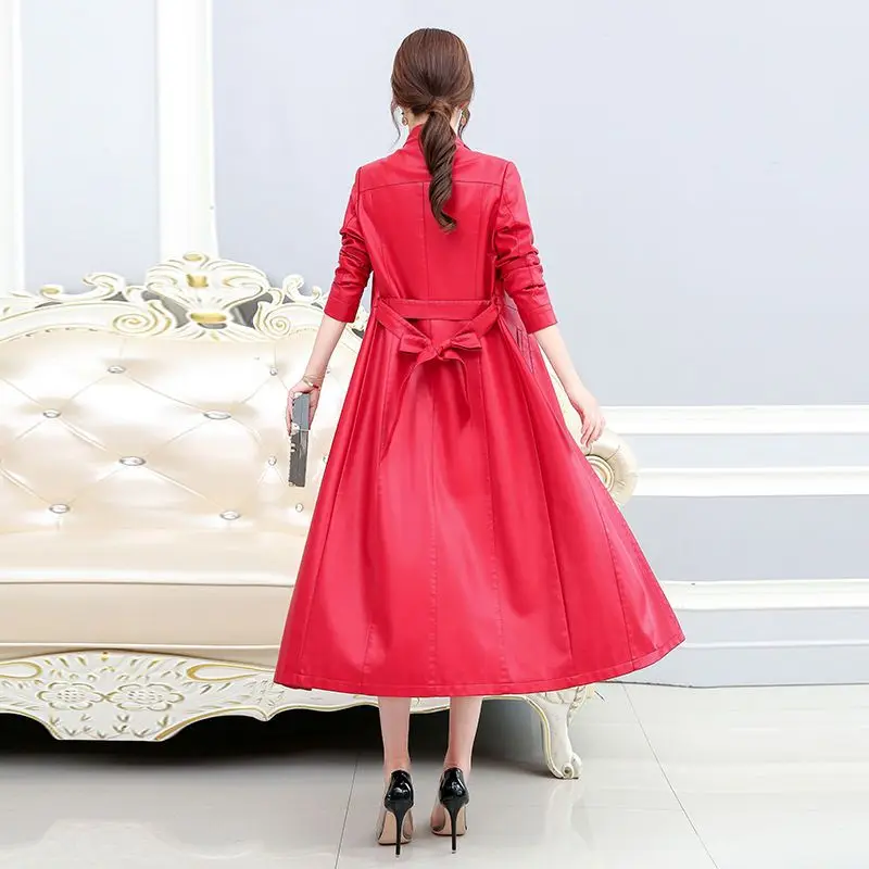 Autumn Winter Genuine Leather Jacket Women 2022 New Loose Long Sheepskin Coat Famale Clothing Belt Slim Korean Fashion Tops