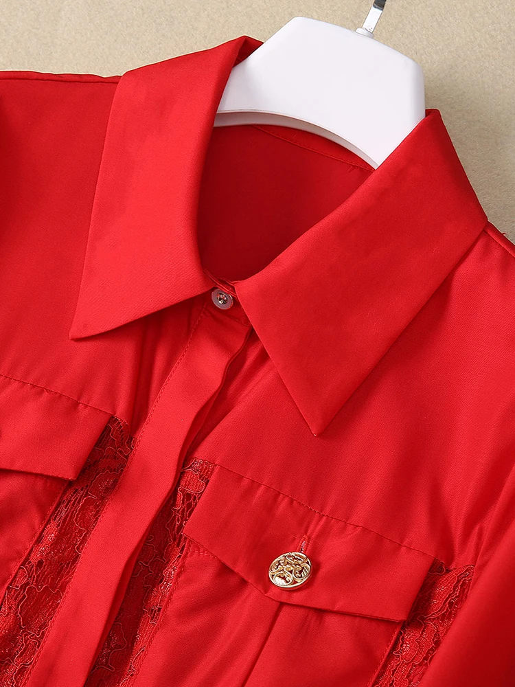 Женское офисное кружевное платье AELESEEN с отложным воротником