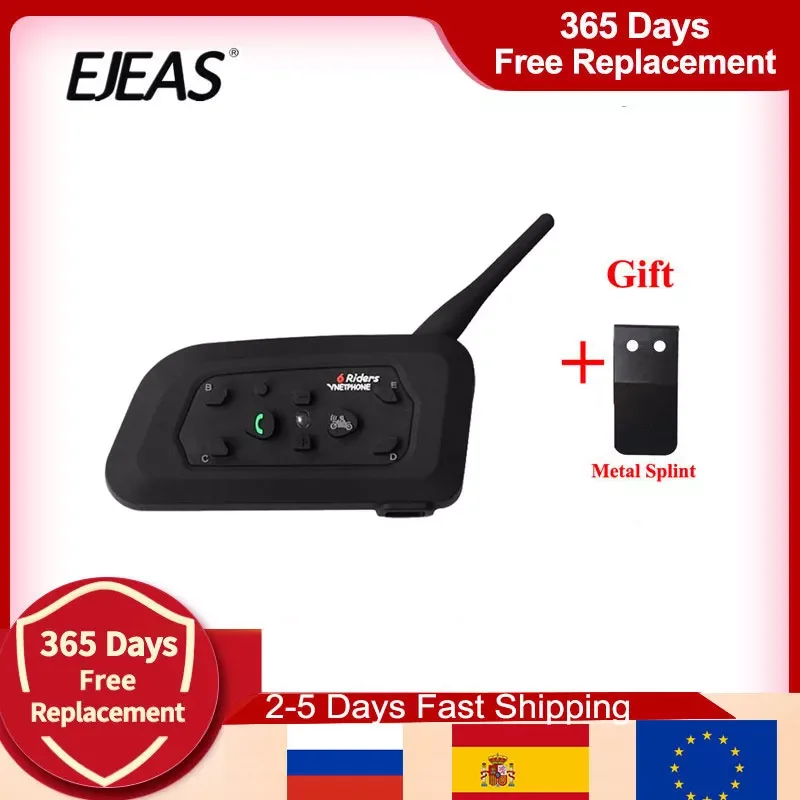 

2020 Version V6 1200M 6 Riders BT Multi Interphone Bluetooth Intercom Motorcycle Wireless Headsets Headphones Helmet Headset