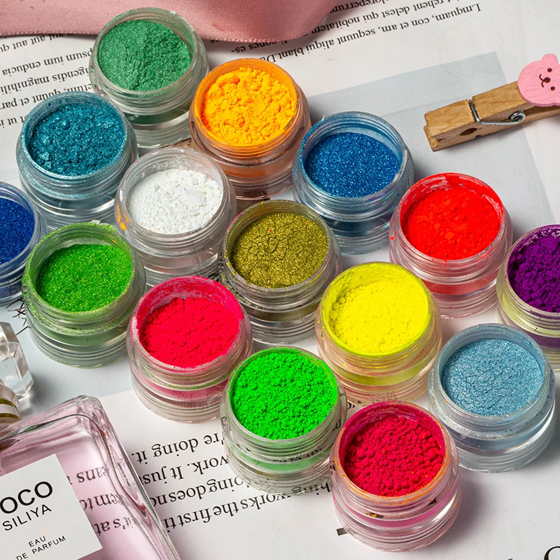 

6colors/set Neon Pigment Nail Powder Dust Ombre Nail Glitter Fluorescent Color Powder Nail Polish Dust UV Gel Nail Decorations