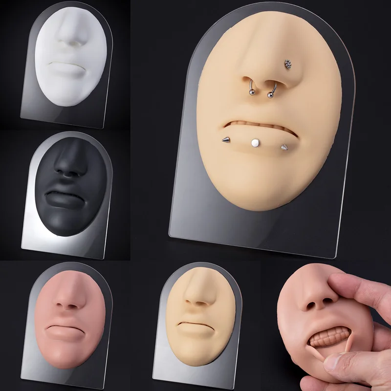 

1pc Soft Silicone Face Mouth Model Practice Nose Smily Piercing Teaching Tool for Jewelry Display Stand Simulation Can Be Reused