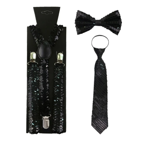Унисекс, галстук-бабочка и галстук на подтяжках с блестками, реквизит для вечеринки, костюм для косплея на Хэллоуин. Прямая