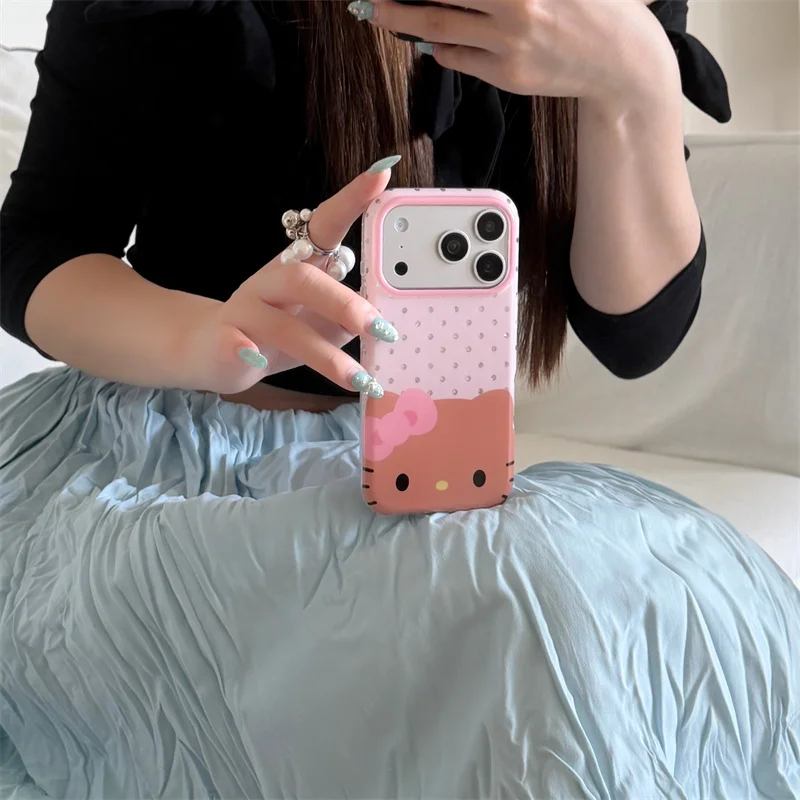 Фото Милый розовый 3D-чехол для телефона с бантом и котиком для iPhone 17 16 15 Pro Max, противоударный, с мультяшным дизайном, защита от падений, подарок №3