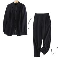 davedi blazers women jackets sets women england style office lady fashion simple solid wool suit pants women straight trousers