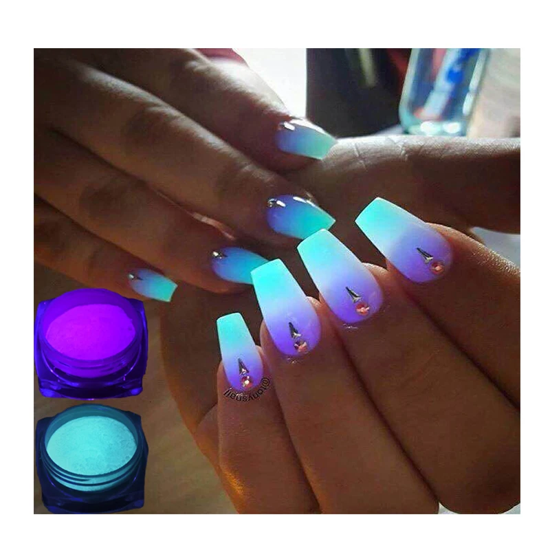 

1 Box Neon Phosphor Powder Nail Glitter Powder 10 Colors Dust Luminous Pigment Fluorescent Powder Nail Glitters Glow in the Dark