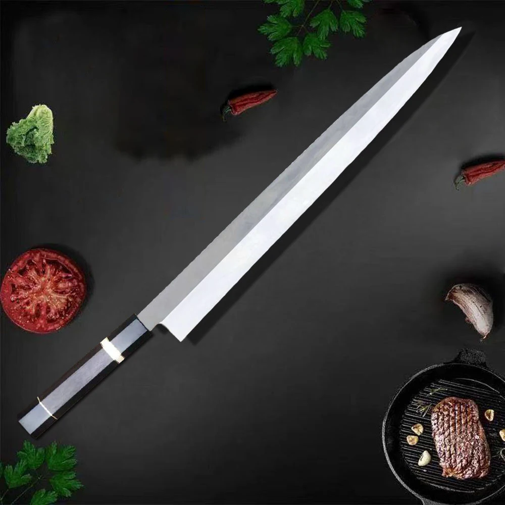 

11/12 Inch Sashimi Knife 10Cr15CoMoV Steel Sharp Slicr Salmon Cleaver Ham Filleting Fish Yanagiba Kitchen Knife Octagonal Handle