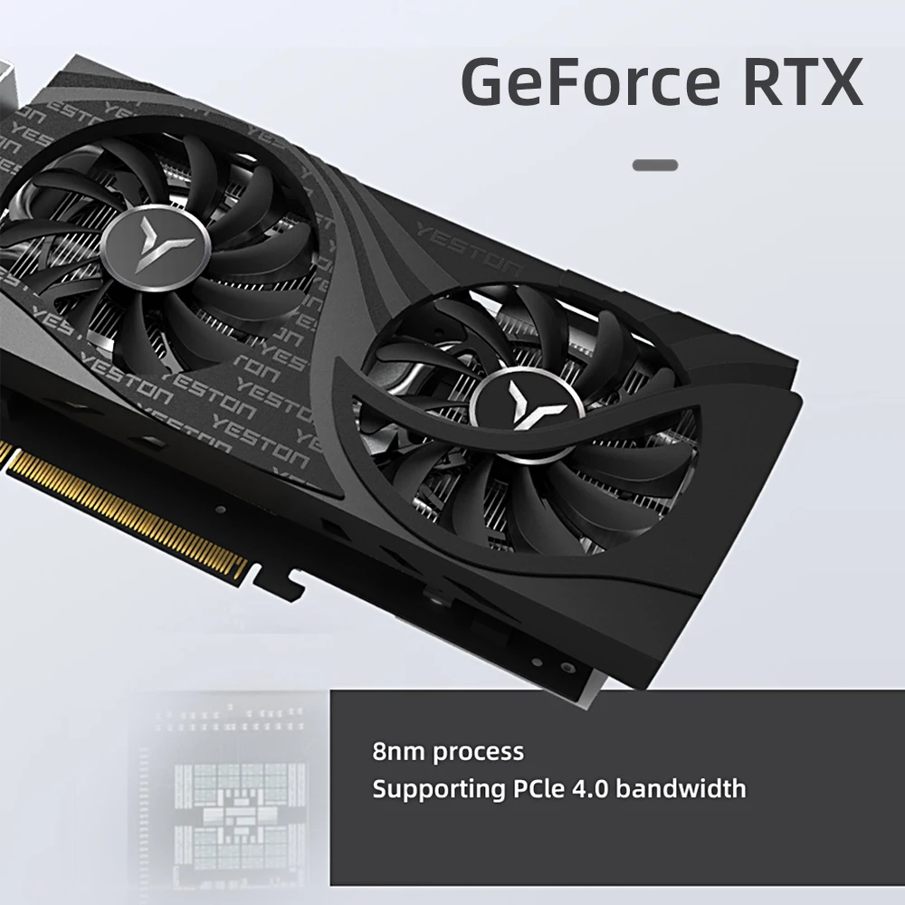 Игровая видеокарта Yeston RTX3050-8G D6 GA 8G/128 бит/память GDDR6 2 большой размер Охлаждающие
