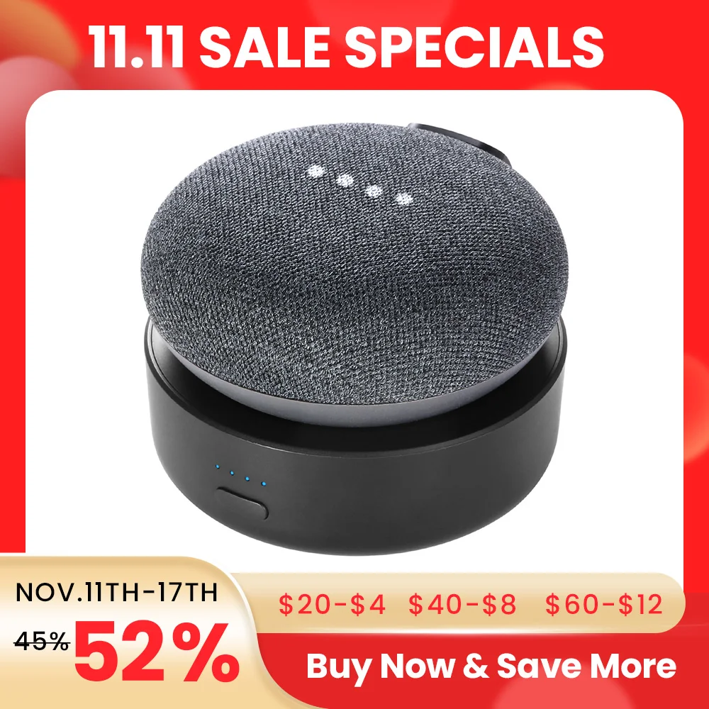 

GGMM N2 Батарейная база для Google Nest Mini 2-го поколения Google Assistance умная док-станция для динамиков зарядка аккумулятора 20 часов