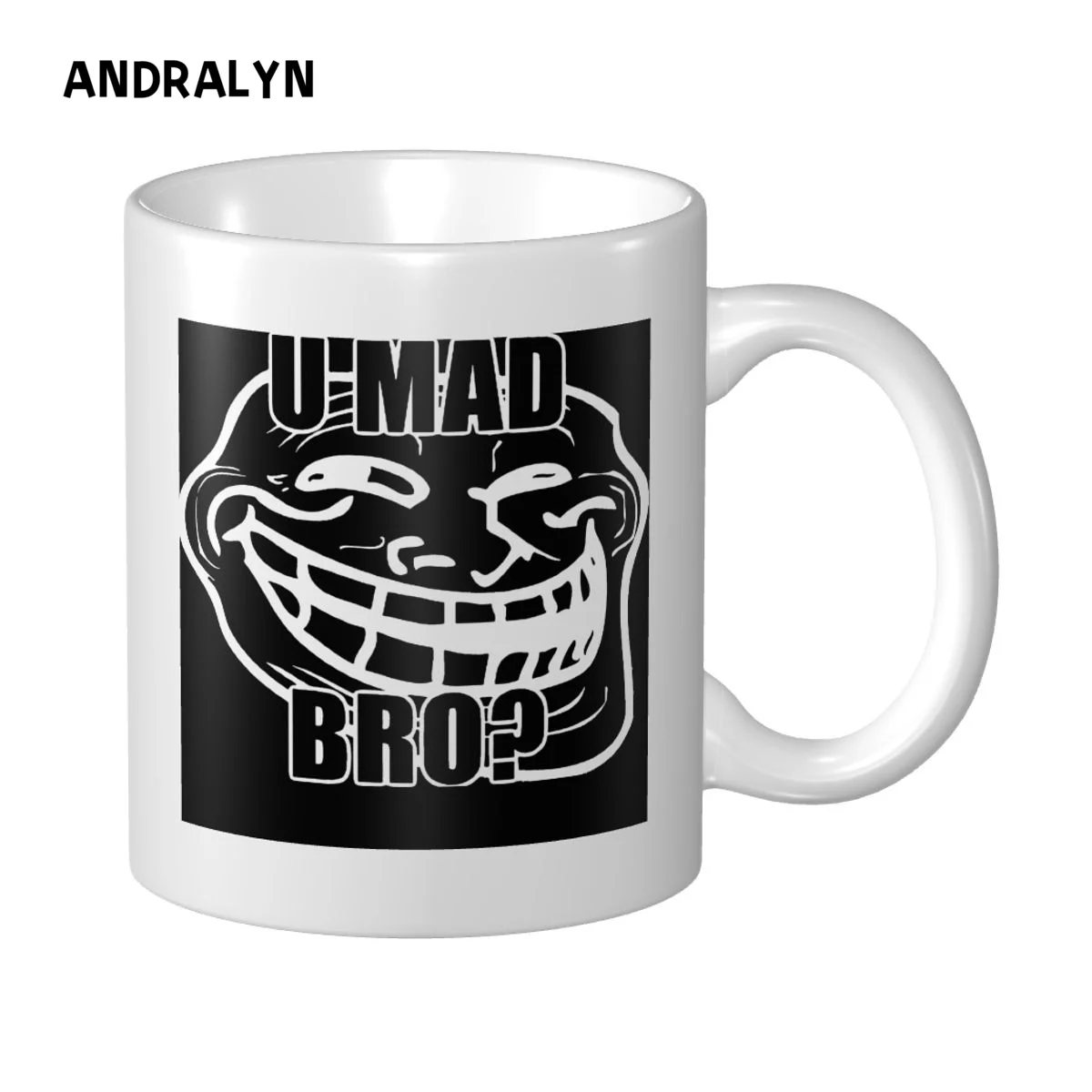 

Personalised U Mad Bro Troll Face Mug 11oz Ceramic Coffee Mug Cup Dropshipping