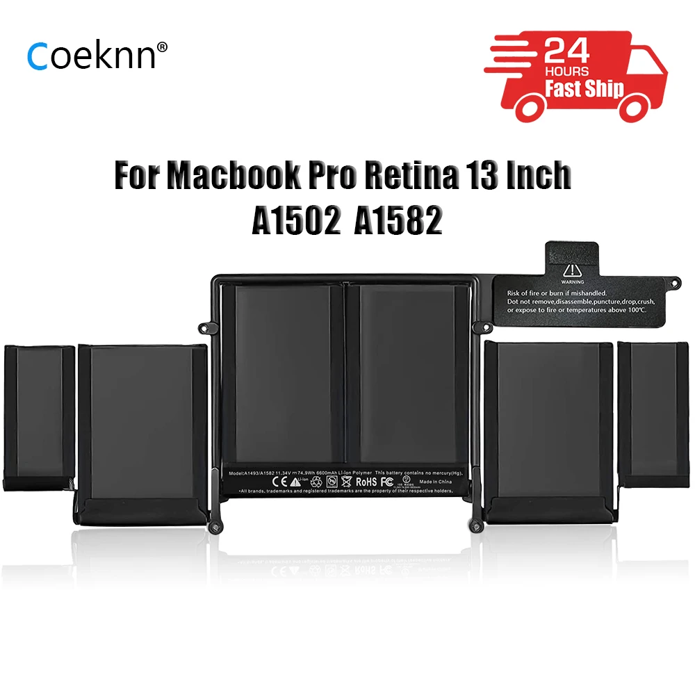 

Coeknn A1493 Laptop Battery for Apple MacBook Pro 13" 2013 Retina A1502 ME864LL/A ME866LL/A ME865LL/A MGX72 ME864 ME866 A1582
