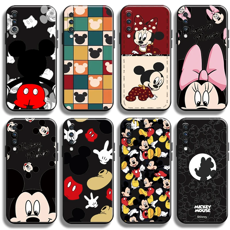 

Disney Mickey Minnie Mouse For Samsung Galaxy A70 Phone Case Cases Liquid Silicon Carcasa Funda Full Protection Black Shell