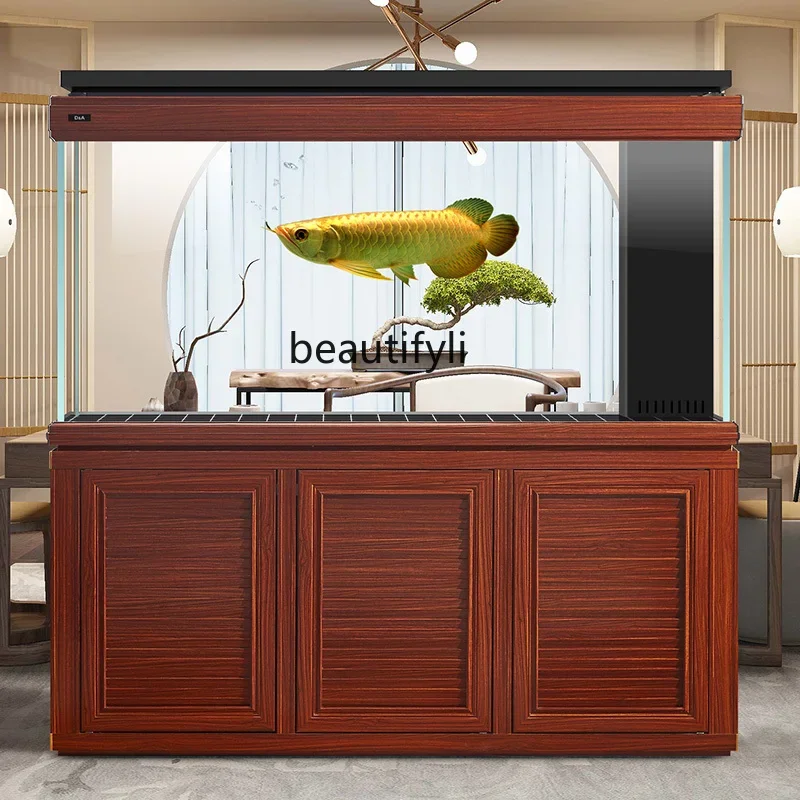 Professional-grade large arowana tank office automatic water replenishment bottom filter smart aquarium with ambient light