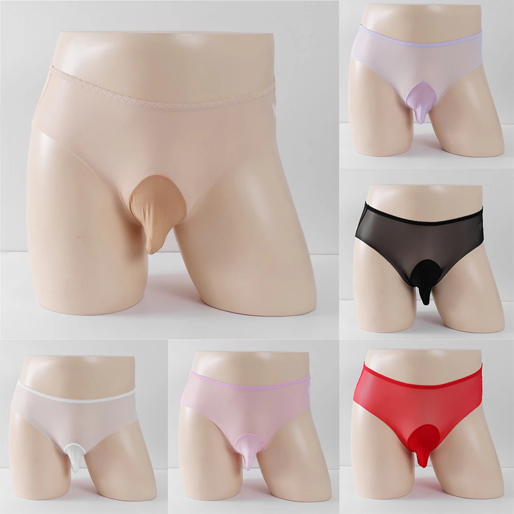 

Sexy Men Sheer See Through Shorts Nylon Panties Ultra-thin Briefs Nylon Pantyhose Elastic Breathable Underwear Seamless Shorts