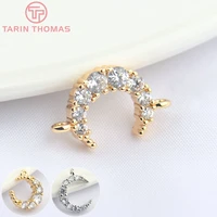 6684pcs 12x10x3mm brass with zircon 1 hole 2 holes 24k gold color plated moon charms pendants jewelry findings