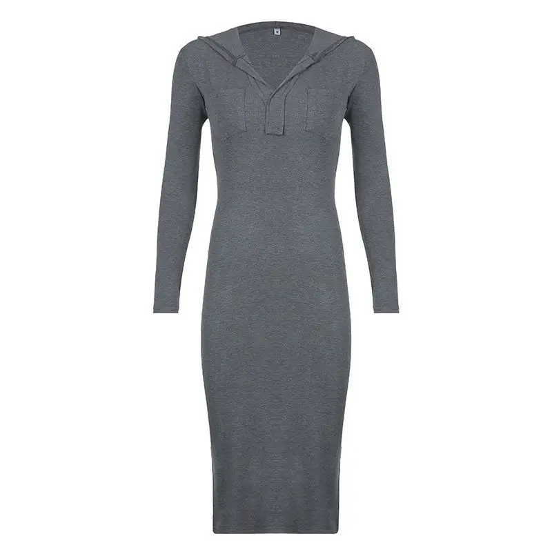 

Fonekie Casual Fashion Dresses Women Korean Knitted Hooded Long Skirt Women's Waist Slimming Hot Girl Hip Dress Trend Womens
