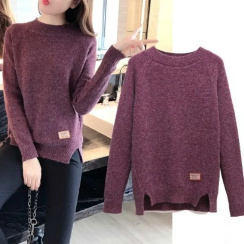 

PEONFLY 2022 Women Sweaters And Pullovers Autumn Winter Long Sleeve Pull Femme Solid Pullover Female Casual Knitted Sweater