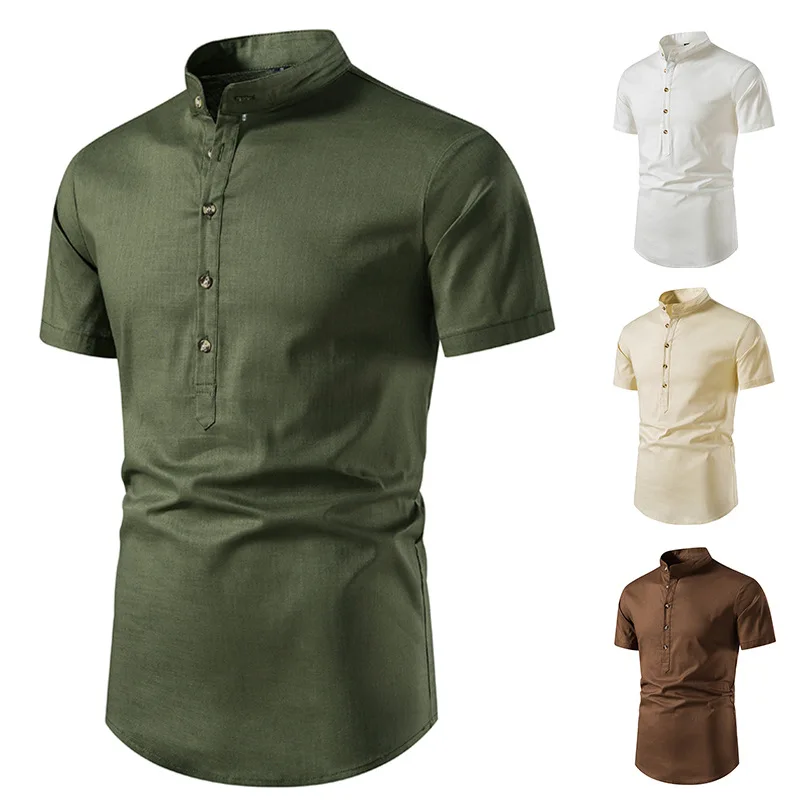 

Рубашка Мужская льняная, повседневная, в винтажном стиле, лето 2022