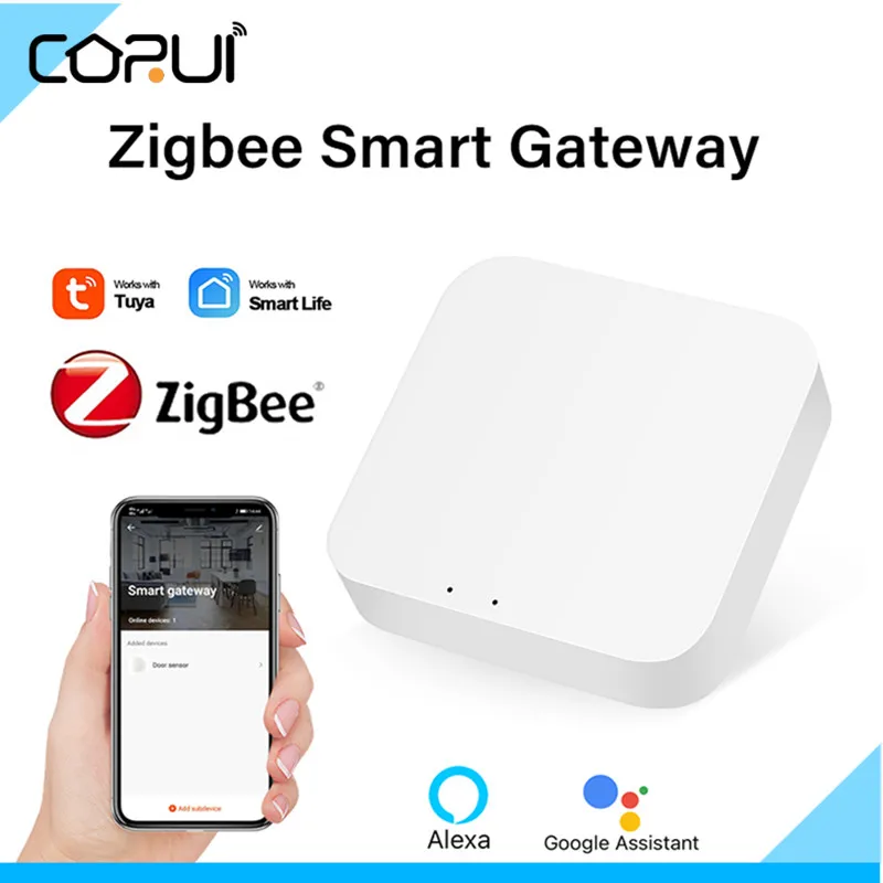 

CORUI Tuya Zigbee Bridge Smart Home Zigbee Gateway Hub Remote Control Devices Via Smart Life APP Alexa Google Home Assistant