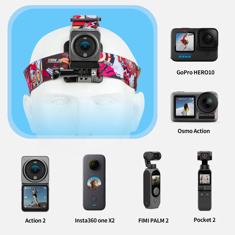 

Head Strap Belt Headband Mount For GoPro Hero 8 9 10 for DJI Osmo Pocket 2 FIMI PALM Insta360 Action Camera Accessories Headband