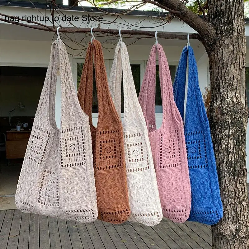 Пляжная Повседневная винтажная вязаная ажурная ручная вязка на одно плечо