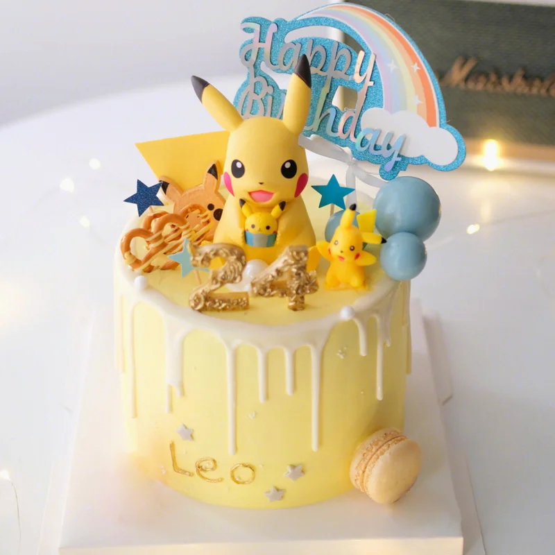 

Pokemon Pikachu Children's Birthday Cake Decorative Ornaments Lightning Poke Ball Party Baking Accessories Dessert Bar Layout