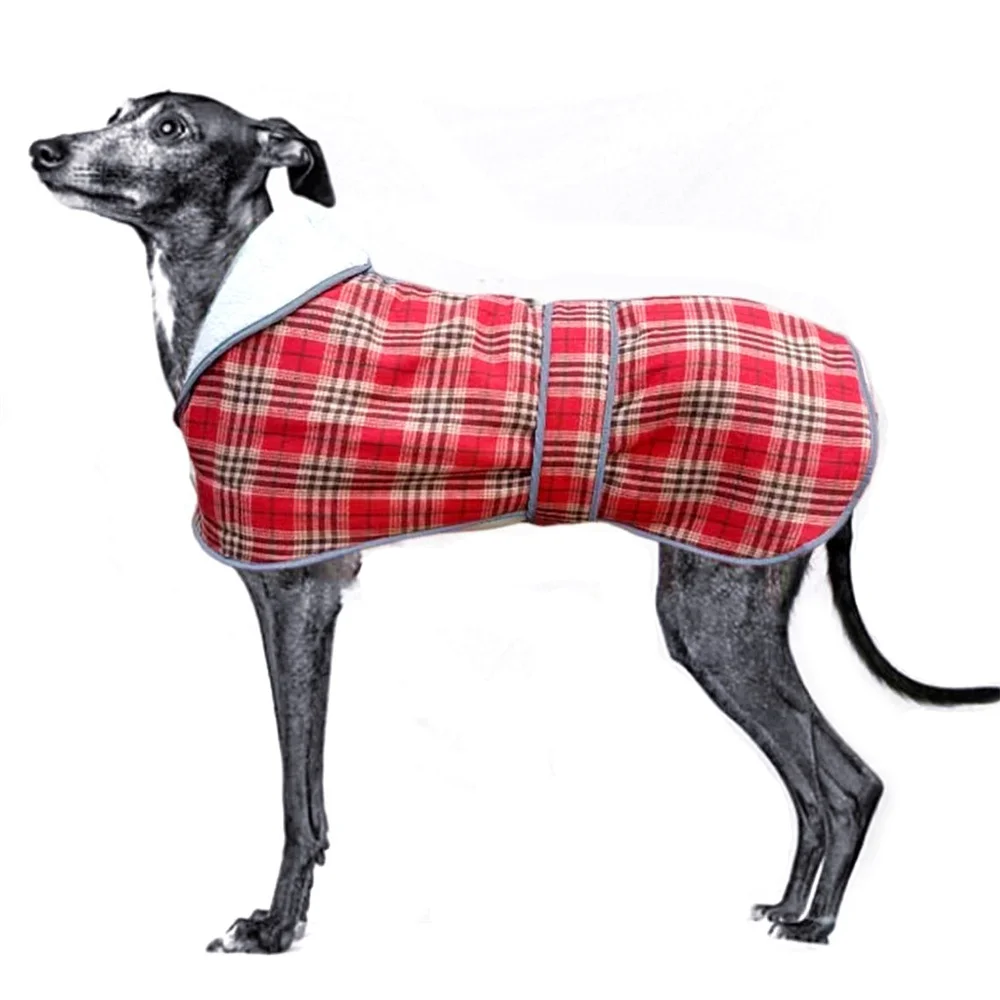 

Зимнее пальто для собак, светоотражающая теплая одежда для собак среднего и крупного размера, клетчатая утепленная флисовая куртка для дом...