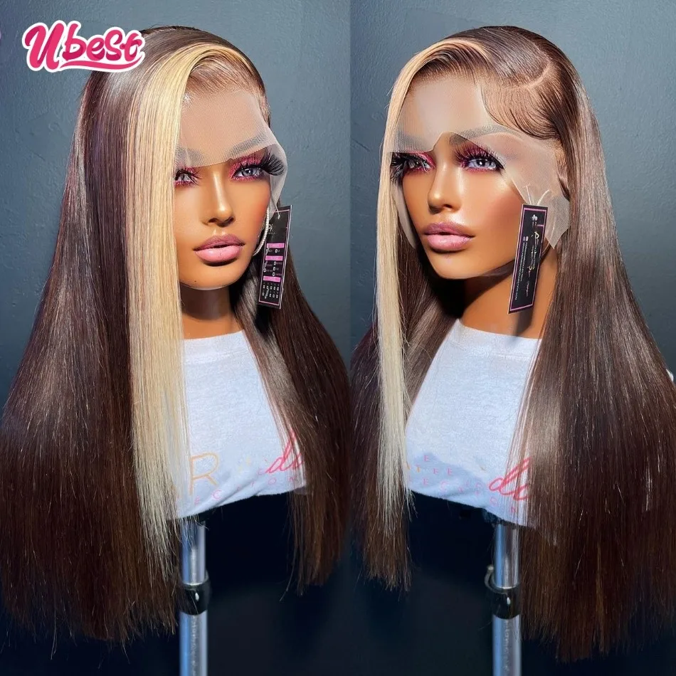 

Медовая блондинка на коричневом цвете парик человеческие волосы 13X6 прямые кружевные передние парики бразильская Прозрачная Кружевная передняя часть парик для черной женщины