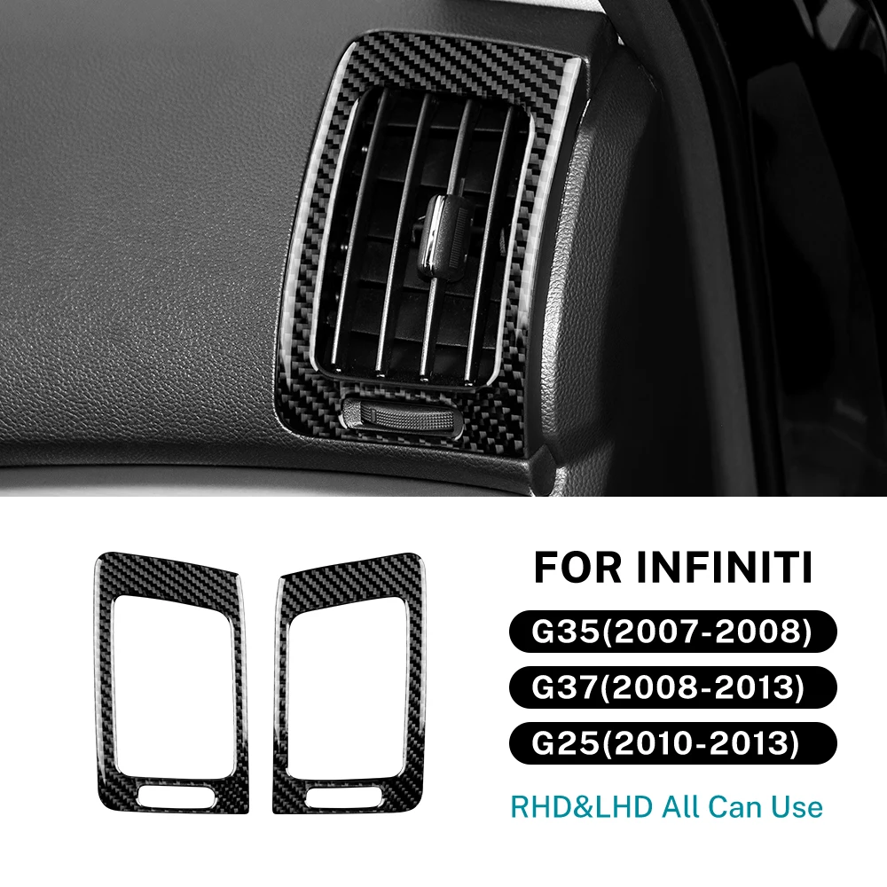 

Углеродное волокно, приборная панель автомобиля, вентиляционное отверстие, украшение, наклейка, накладка для Infiniti G35 G37 G25 2007-2013, автоаксессуары