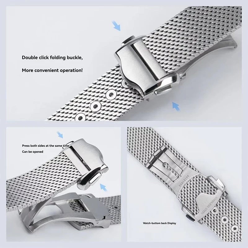 Фото Легкий ремешок для часов из титановой сетки 20 мм для Omega Seamaster 300/No Time To Die 007, сменный ремешок из нержавеющей стали для мужчин №5