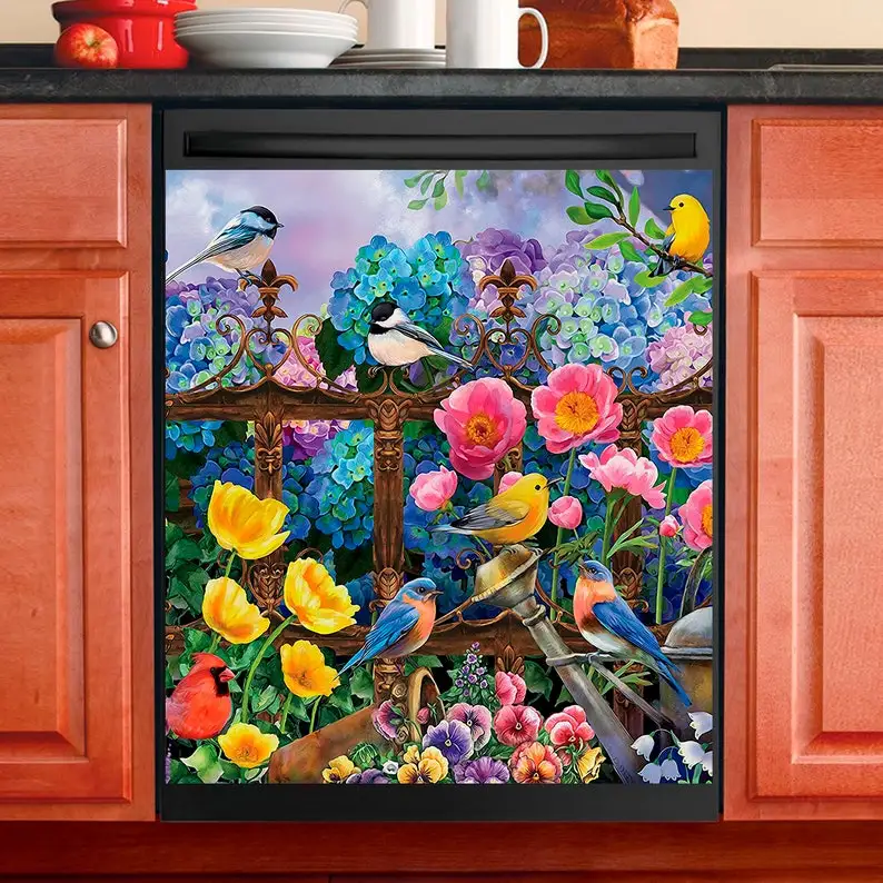 

Friendly Birds Kitchen Decor Dishwasher Cover