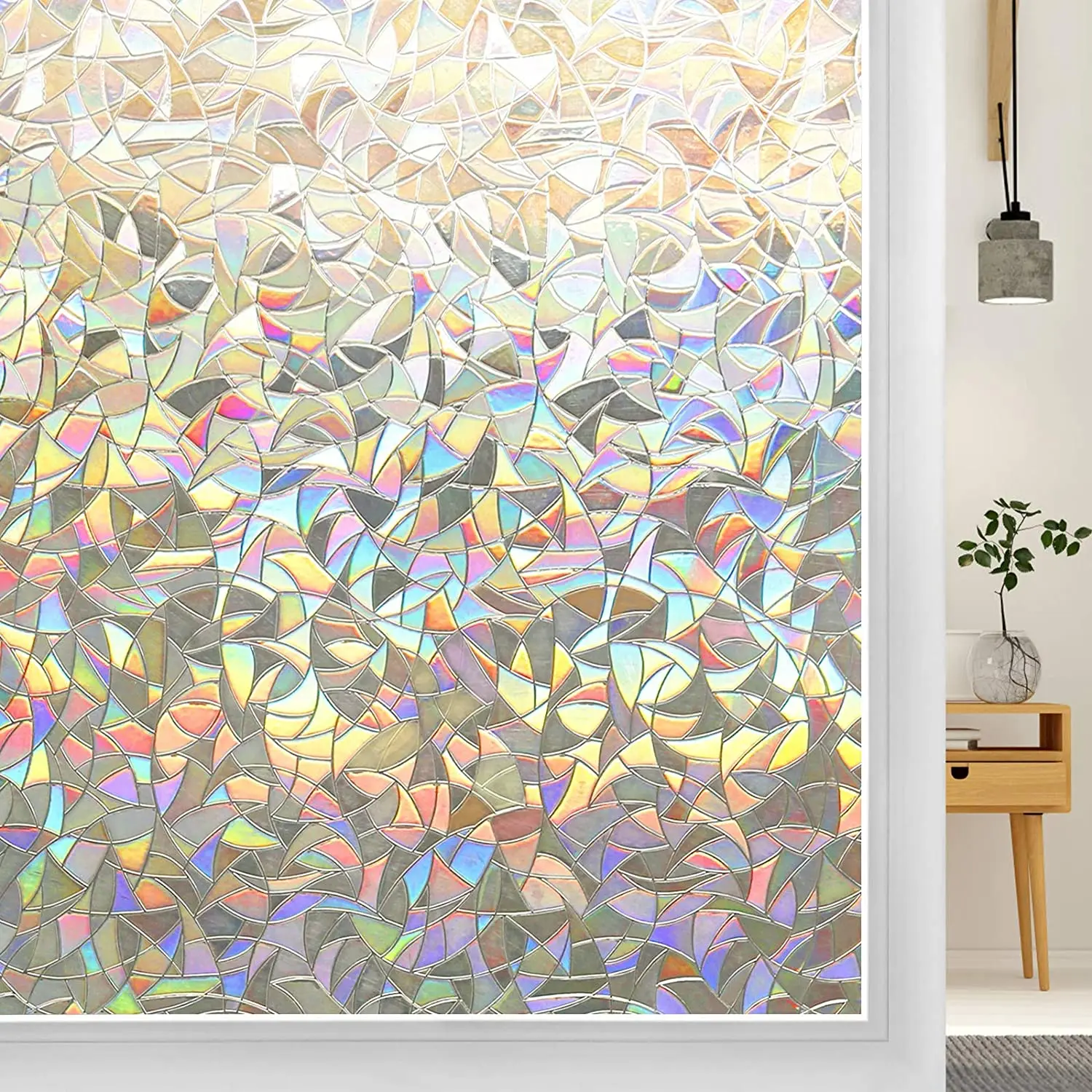 

3D Rainbow Window Film Privacy Photochromic Static Cling Non Adhesive Glass Film for Home Chameleon Decorative Window Sticker