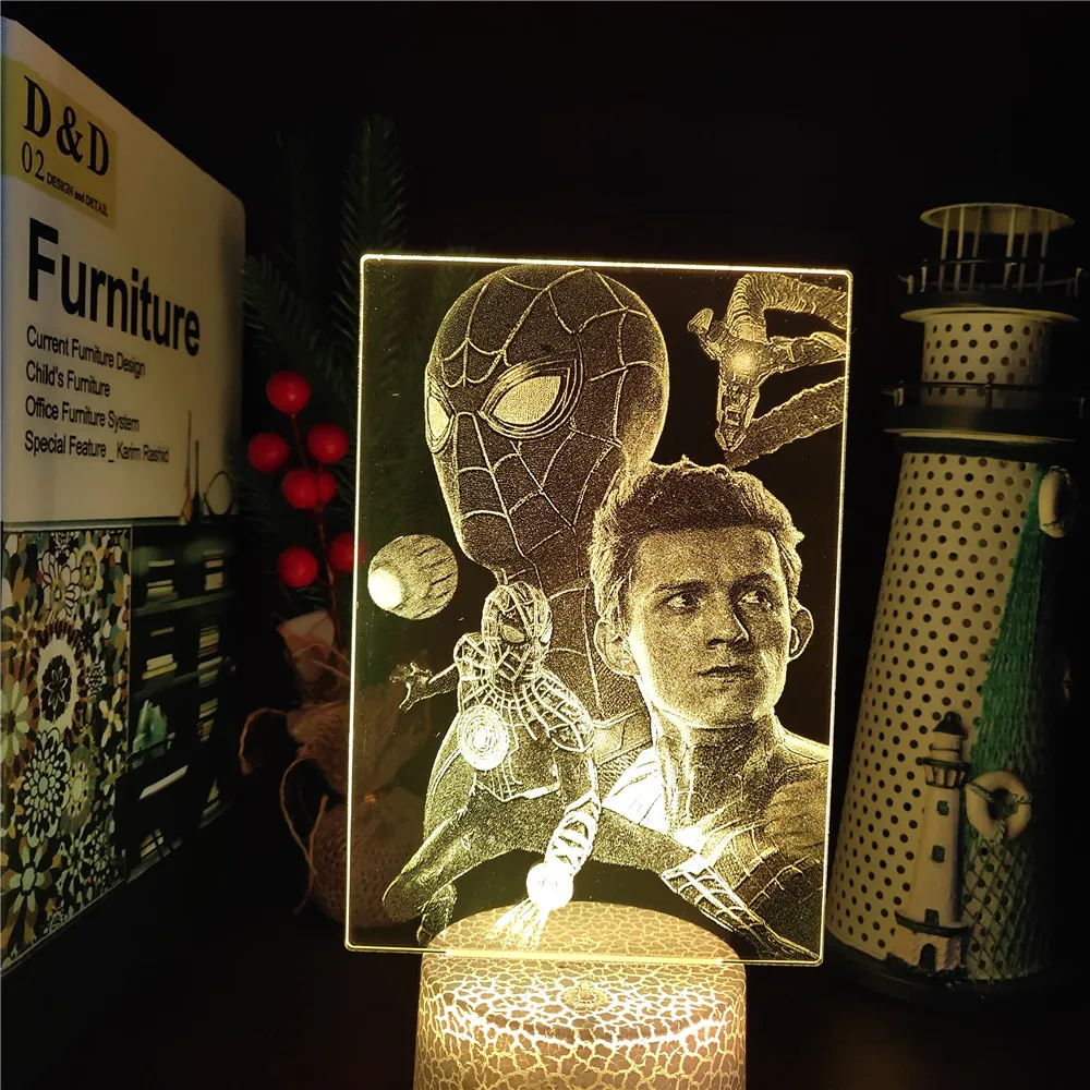 Тройной светильник Marvel 3D иллюзия Человек-паук без дороги домашний доктор