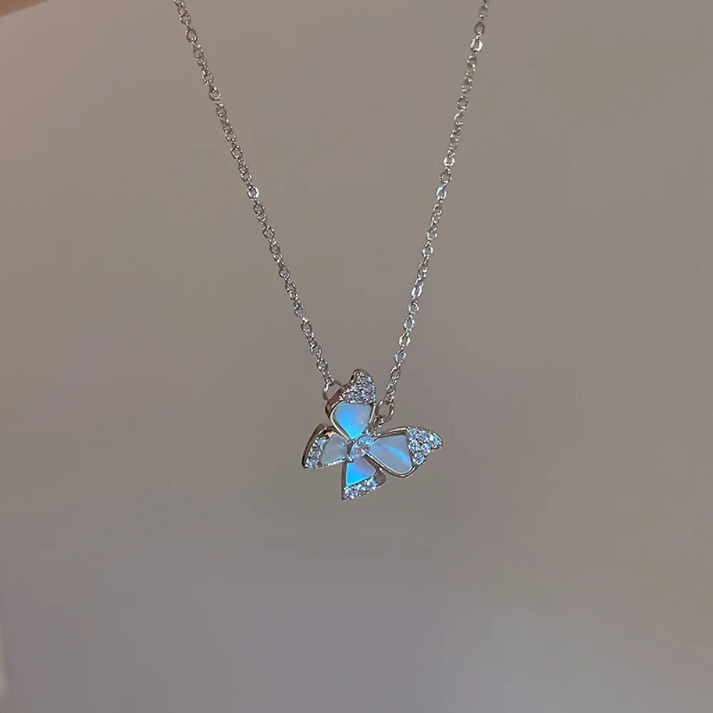 

Zircon Shell Butterfly Necklace for Women Simple Silver Color Chain Pendant Choker Necklaces Girls Korea Fashion Summer Jewelry