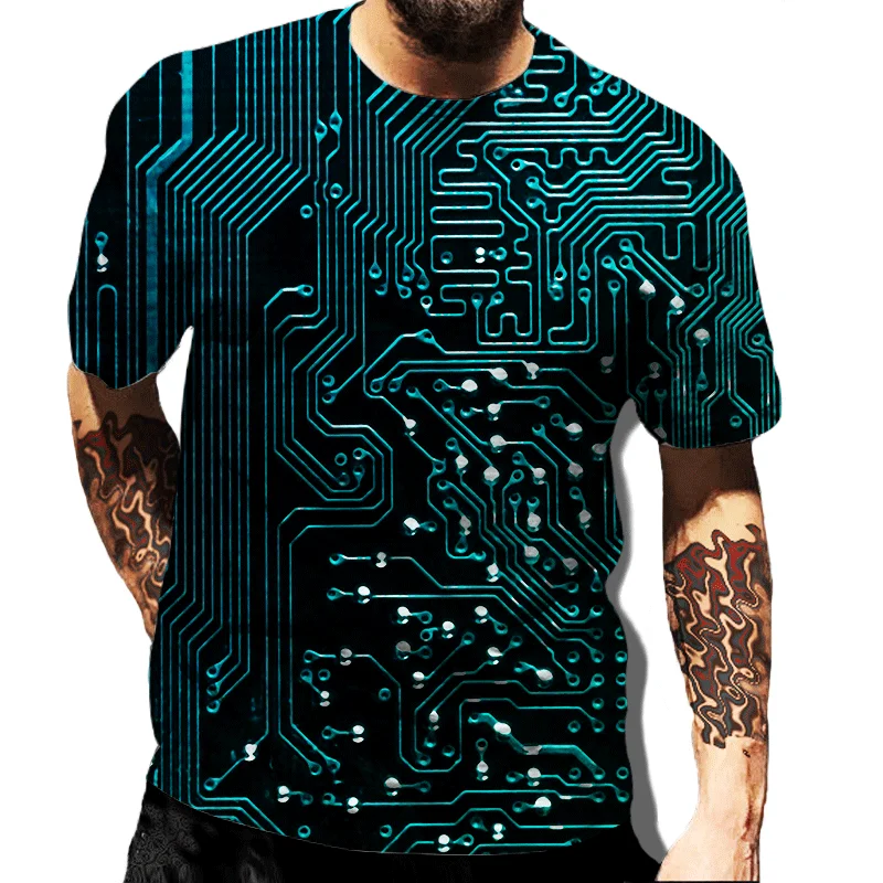 

Circuit Board Electronic Chip T Shirt Unisex Summer Casual Cool Short Sleeve Top Men Women Harajuku Streetwear Oversized T-shirt