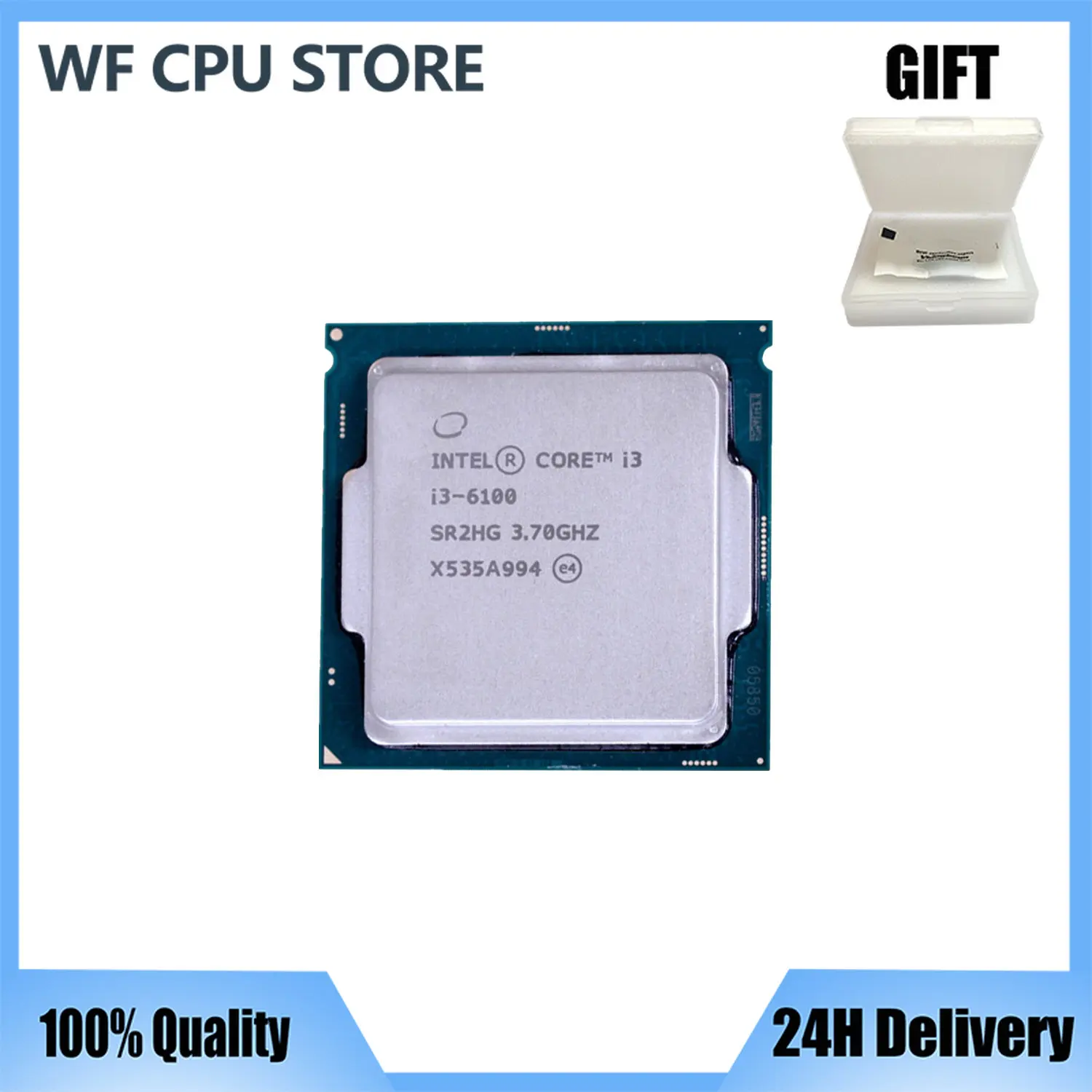 Процессор Intel Core i3 6100, 3,7 ГГц, 3 Мб кэш-памяти, двухъядерный, 51 Вт, ЦП SR2HG LGA1151