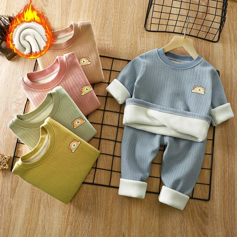 Детский пижамный комплект из 2 предметов милый осенне-зимний костюм для девочек