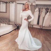 laboum simple scoop wedding dresses for women 2022 bride modern trumpet bridal gowns long sleeves vestidos elegantes para mujer