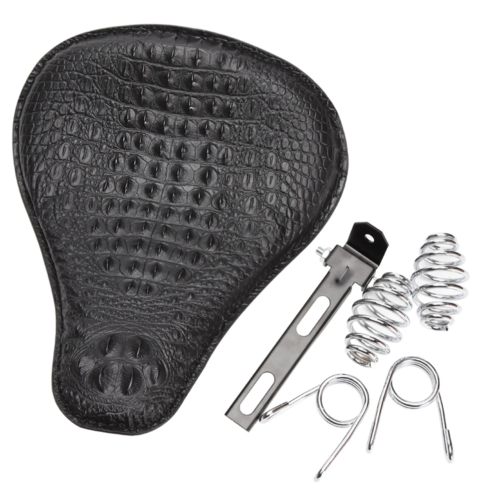 

Motorcycle Brown Black Crocodile Mounting Leather Solo Passenger Seat Cover Cowl Pad For harley Sportster Bobber Chopper Custom