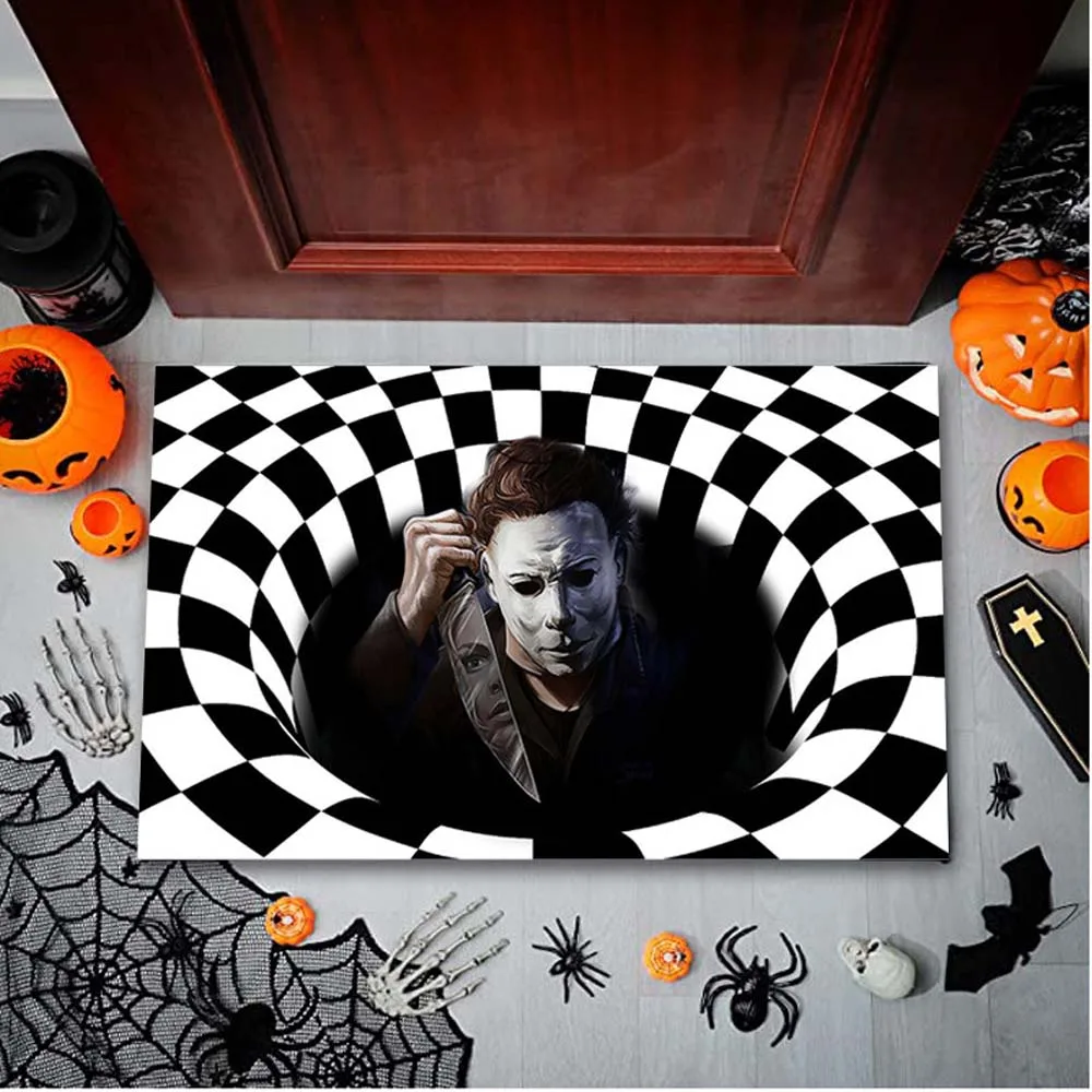 

3D Halloween Door Mat Clown Trap Horror Floor Carpet Illusion Doormat Funny Horror Door Mat Nonslip Home Floor Rug Entrance