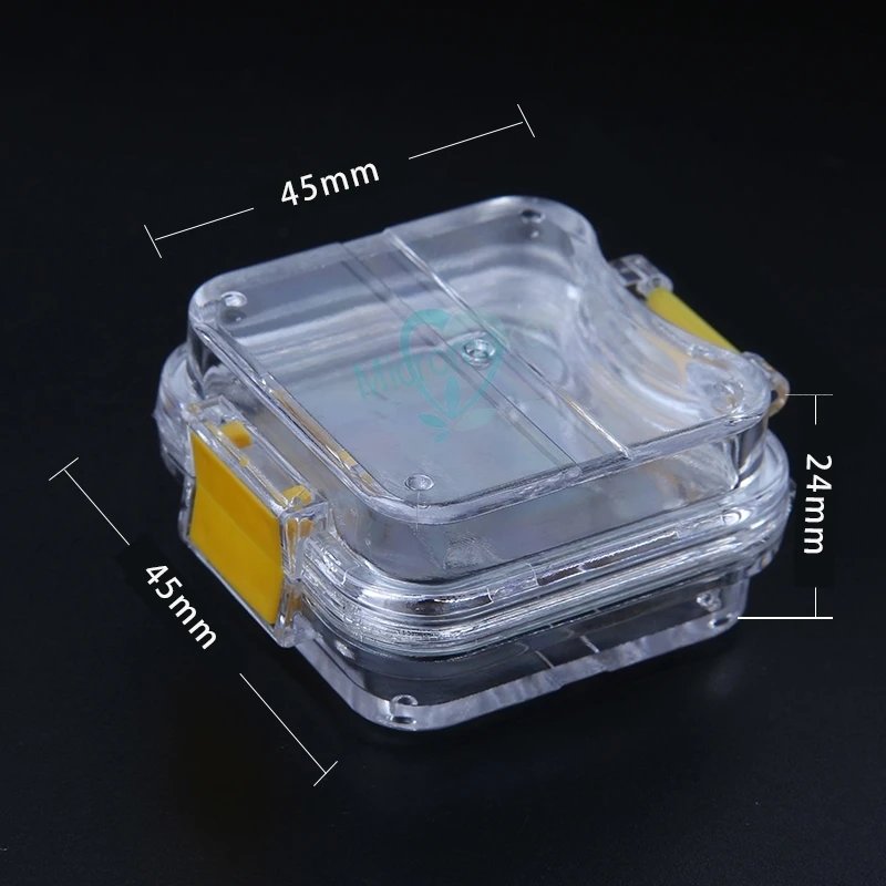 

10pcs/lot High Quality Small Crown Box With Transparent Flexible Film Plastic Teeth Tool Material Inside Denture Storage