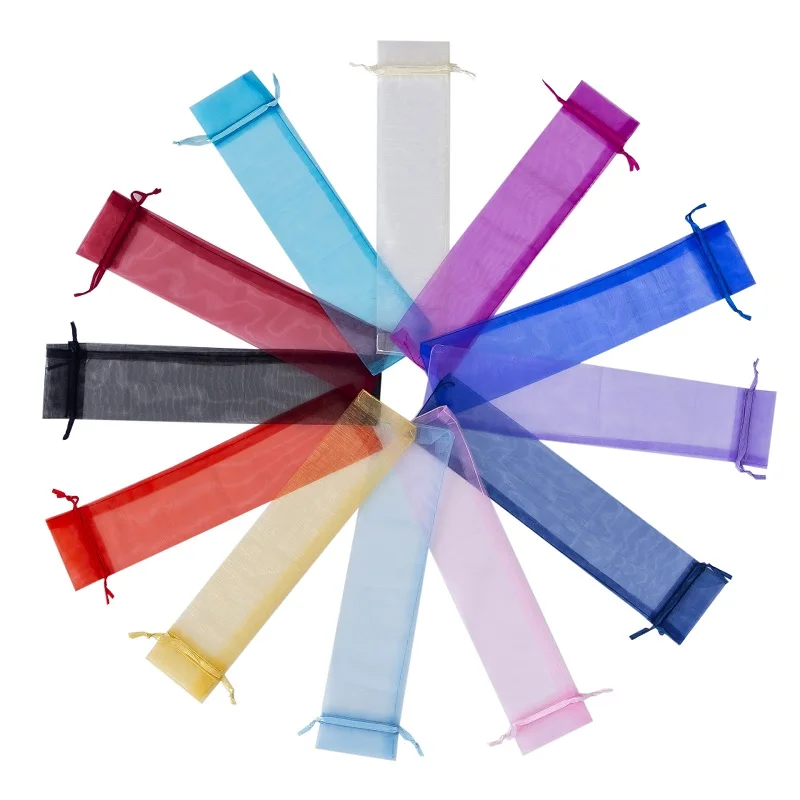 free shipping 10pcs / lot 8color Silk pouch for hand fans organza gift bag gift pouch for hand fans with drawstring