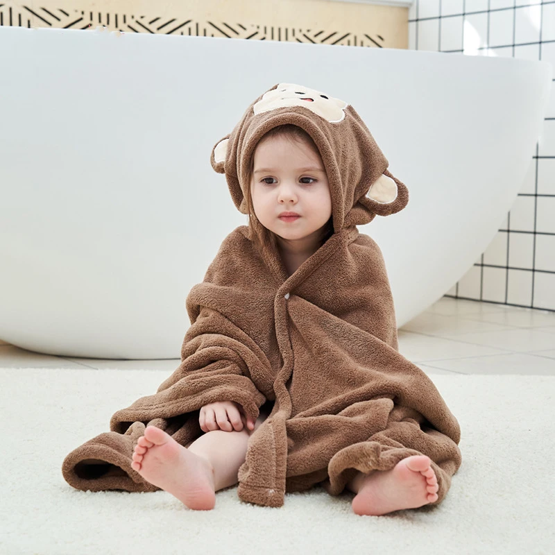 

Coral Fleece Baby Bathrobe Cartoon Cute Hooded Bath Towel Child Bath Swimming Cape Soft Comfortable Infant Blanket