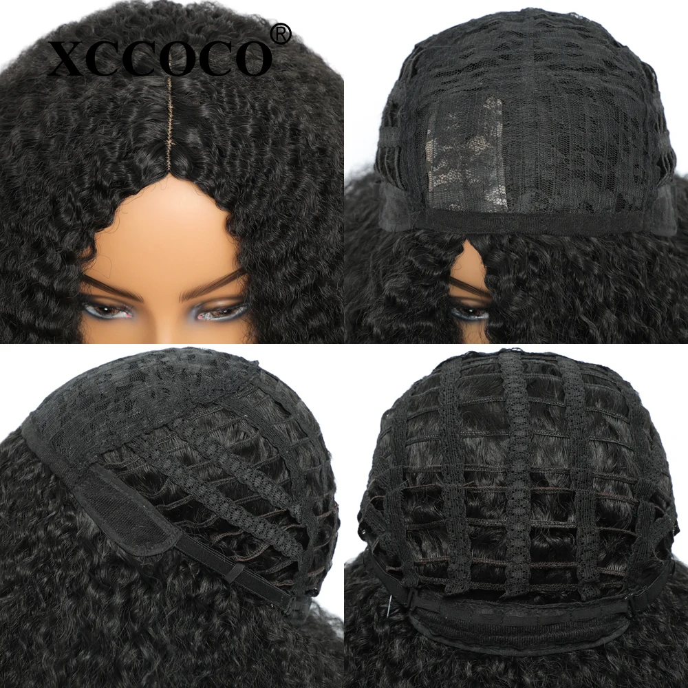 XCCOCO Синтетические Парики Yaki для женщин короткий афро курчавый боб парик пушистые